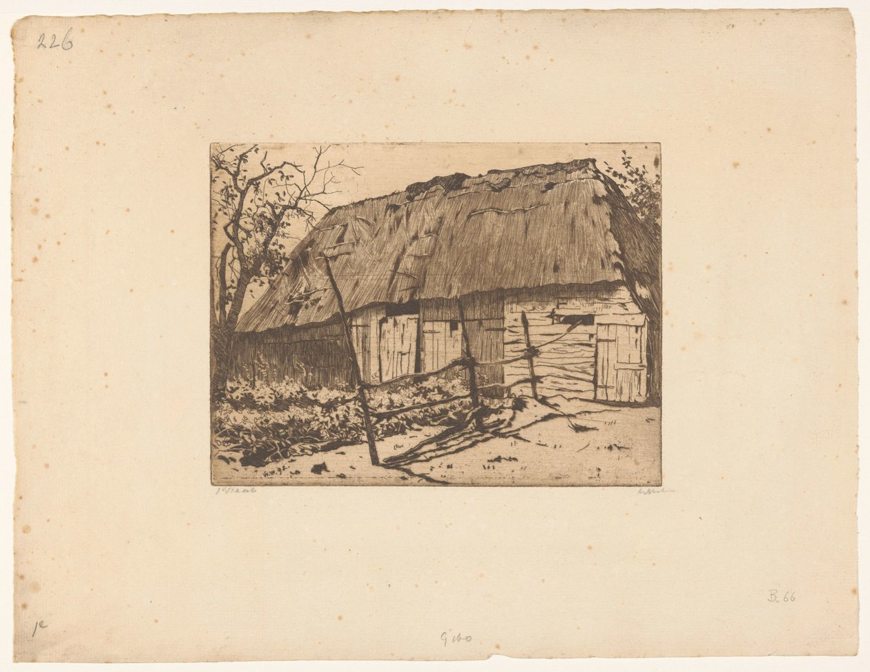 Pajta kerítéssel Brabantban alkotó: Willem Witsen (signed by artist)