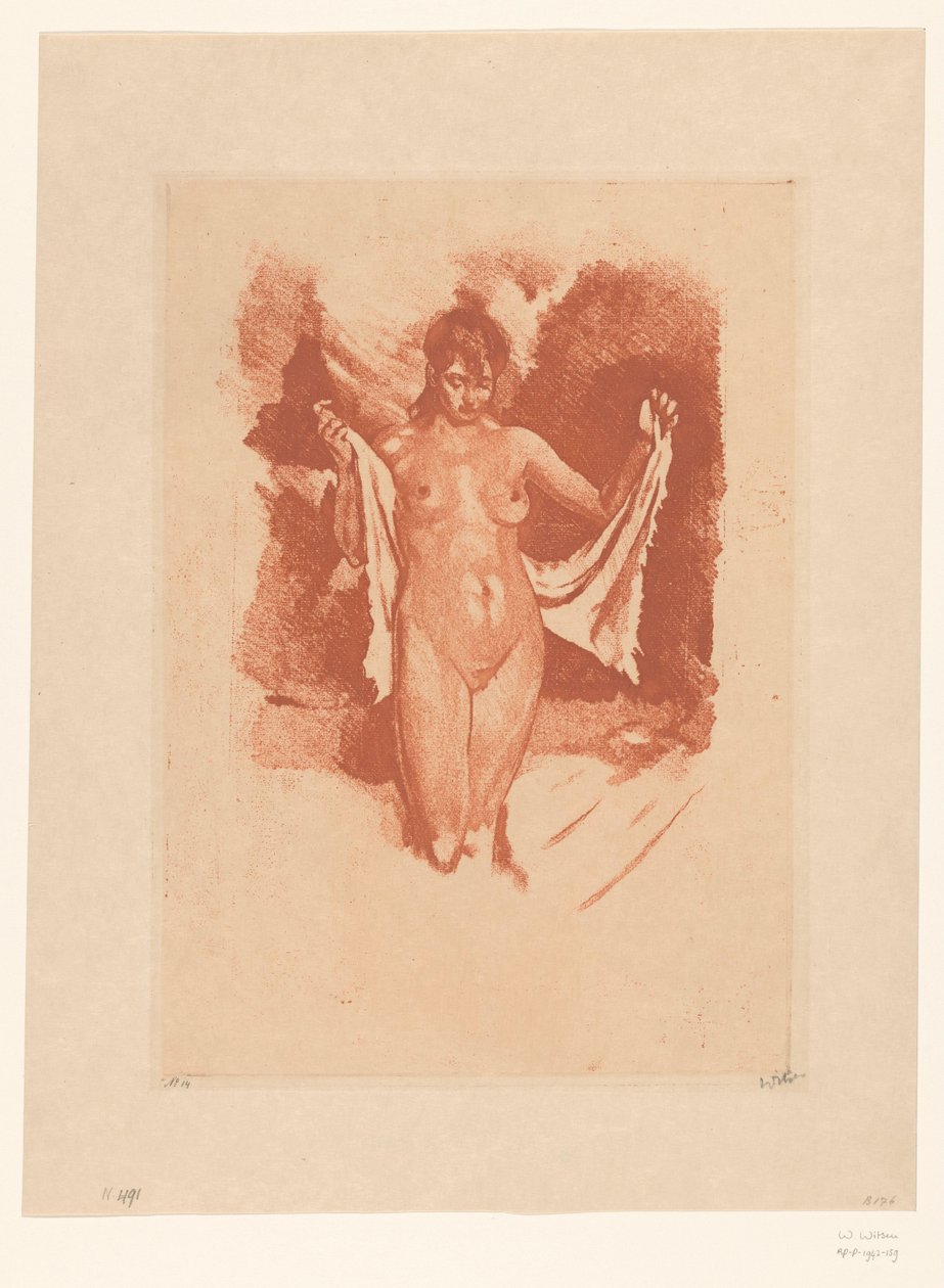 Álló meztelen nő szárítja magát alkotó: Willem Witsen (signed by artist)