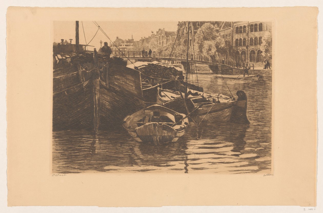 Gyephajók az amszterdami Oude Schansban alkotó: Willem Witsen (signed by artist)