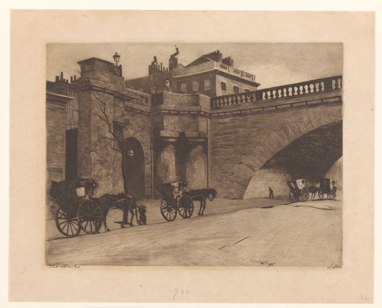 Várakozó kocsik a londoni Waterloo hídnál alkotó: Willem Witsen (signed by artist)