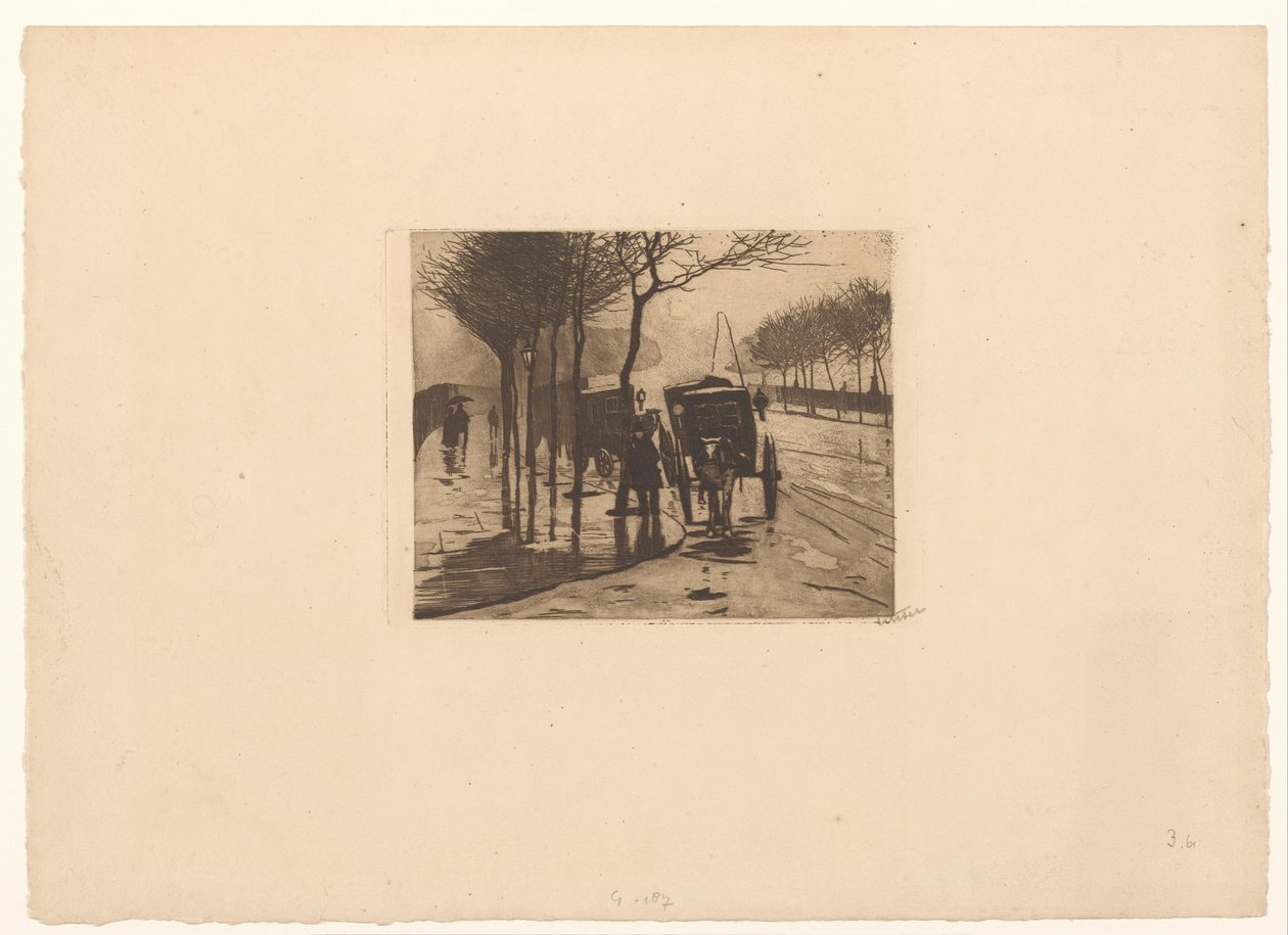 Várakozó kocsik a londoni Victoria rakparton alkotó: Willem Witsen (signed by artist)