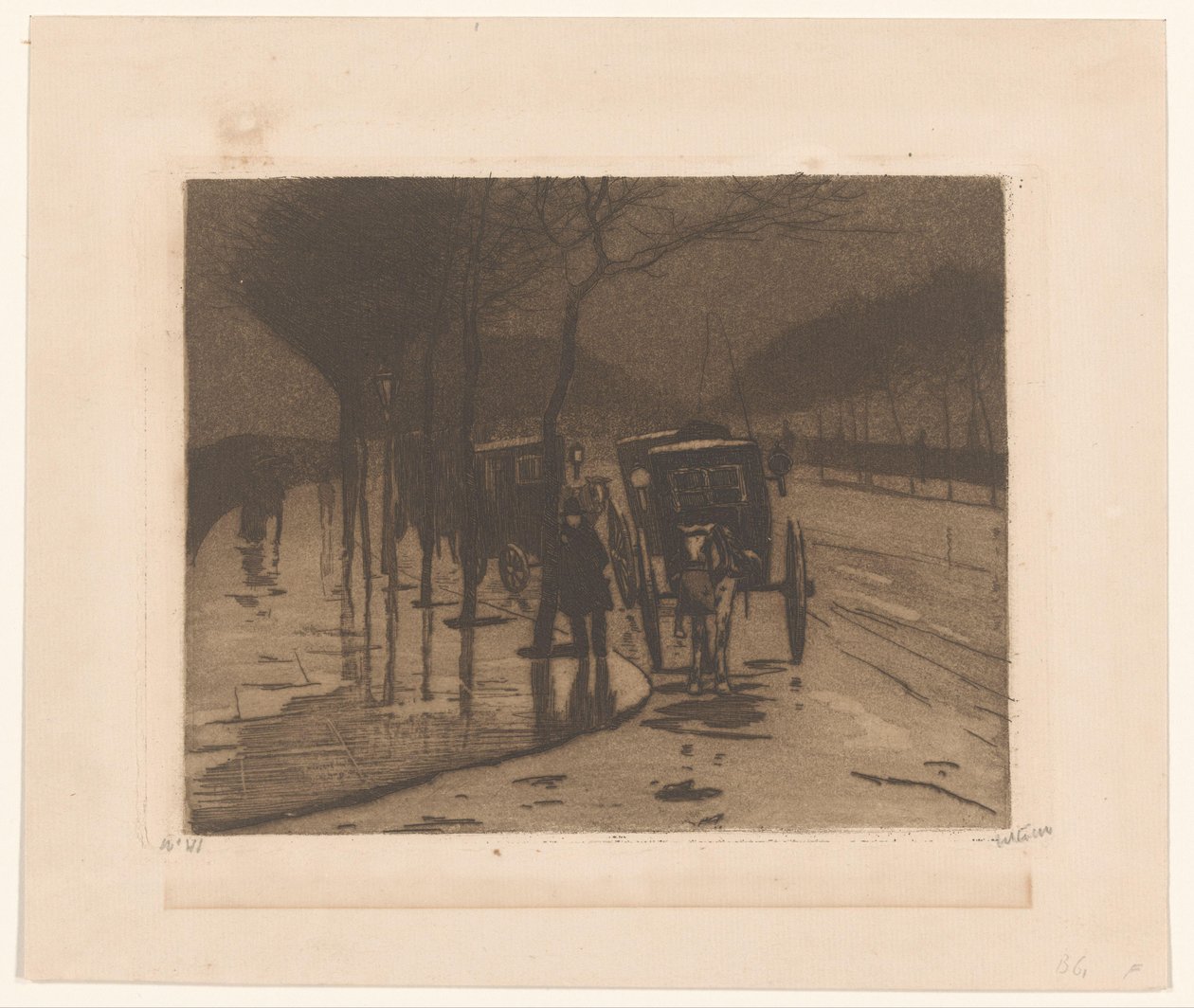 Várakozó kocsik a londoni Victoria rakparton alkotó: Willem Witsen (signed by artist)
