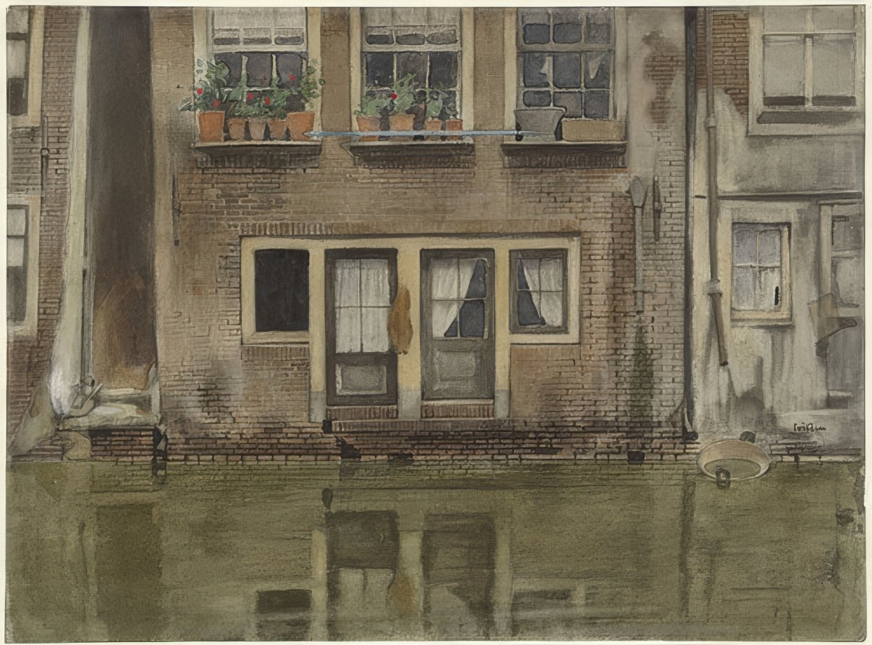 Haus an einer Gracht Amszterdamban (Házak egy csatornán Amszterdamban) alkotó: Willem Arnoldus Witsen