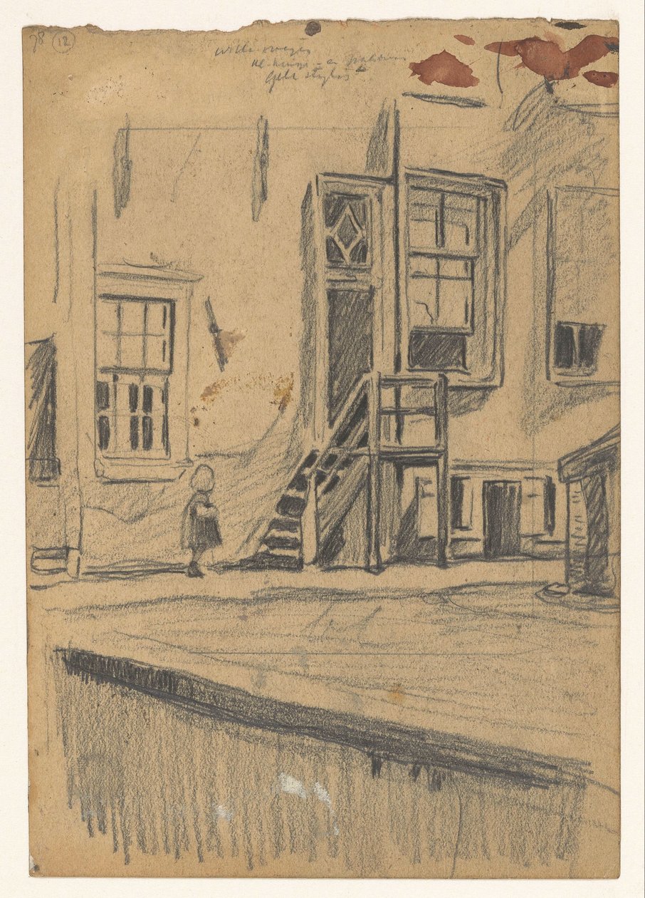 Lány falépcsőn, rakpart falánál alkotó: Willem Arnoldus Witsen