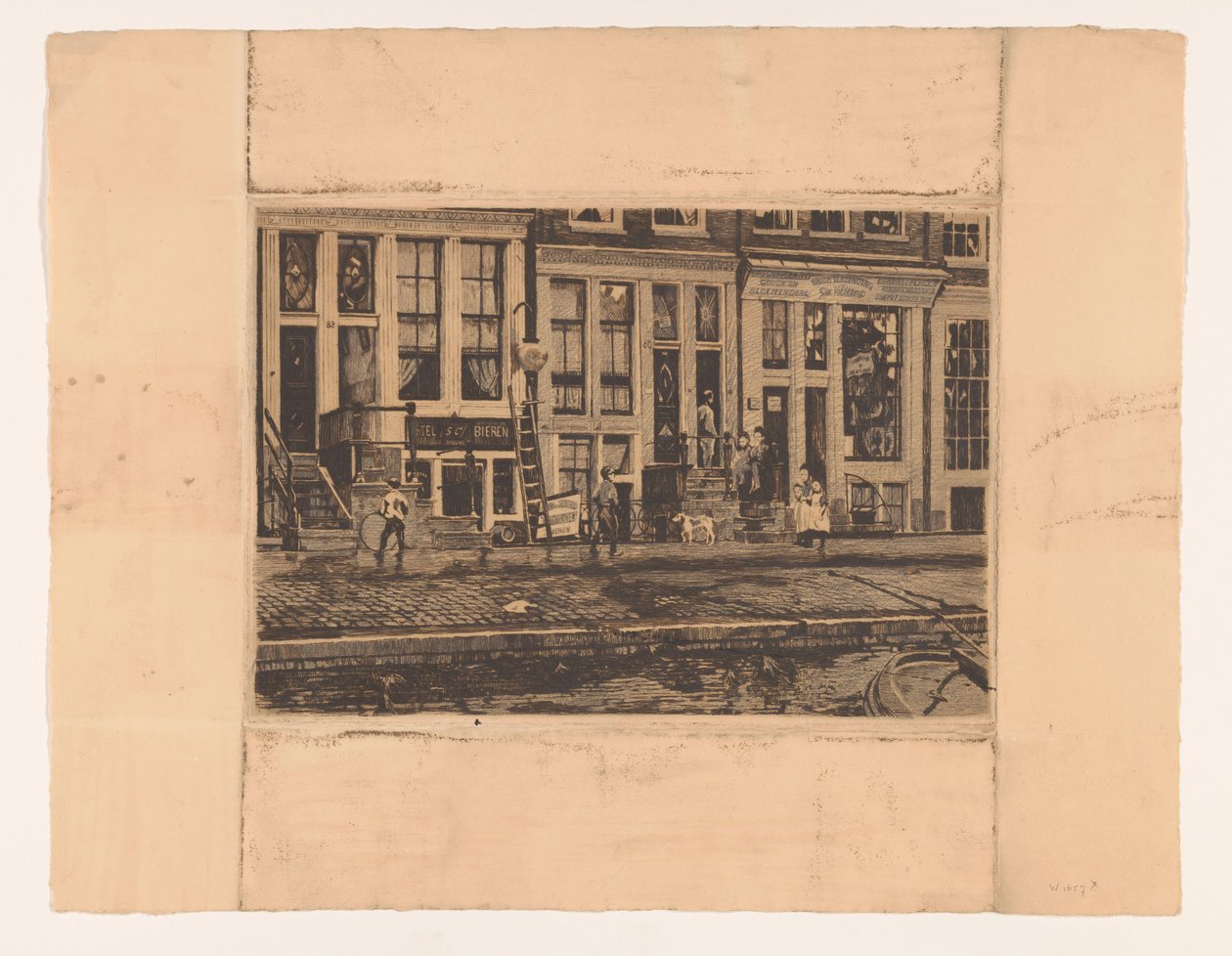 Oude Waal mit der Waschanlage der Schwestern Veltkamp alkotó: Willem Witsen