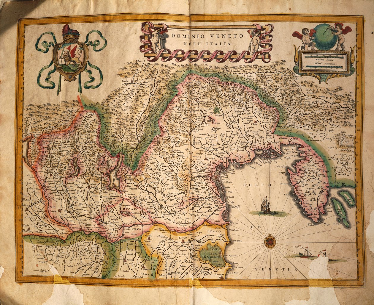 Willem Blaeu olaszországi Veneto fennhatósága alá tartozó terület térképe Olaszországból alkotó: Willem and Joan  Blaeu