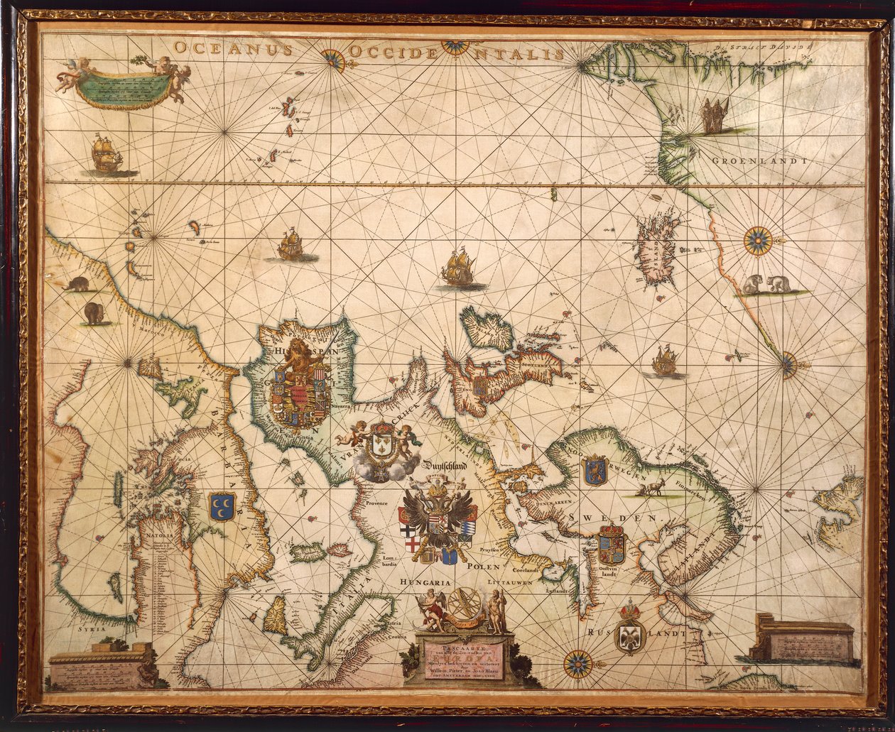 Európai tengerpart, Willem és Joan Blaeu pergamen térképe alkotó: Willem and Joan  Blaeu