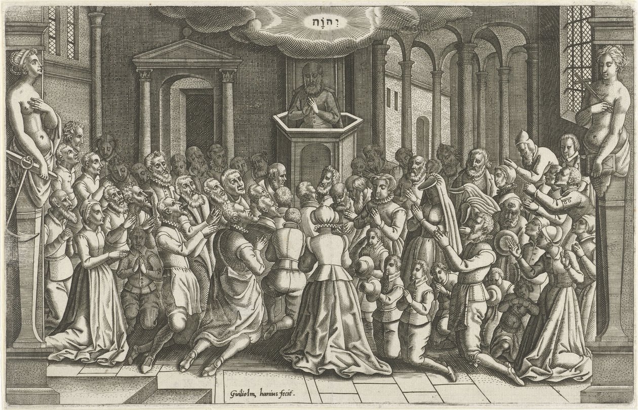 Hálaadás egy templomban Leiden domborműve után Orlers leírása Leyden városáról (sorozat címe) alkotó: Willem de Haen