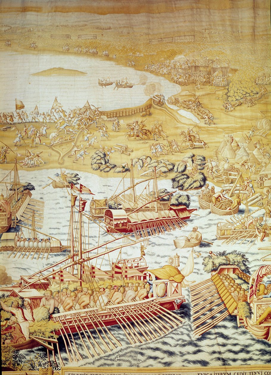 Tunisz meghódítása V. Károly császár által: Golette székhelye 1535-ben. Részlet Willem de Pannemaker kárpitjáról (aktív 1535-1554 körül) 1554 Alcazar de Sevilla alkotó: Willem de Pannemaker