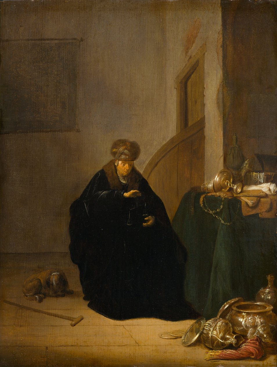 Az arany mérleg, 1635-1640 körül (olaj a panelen) alkotó: Willem de Poorter