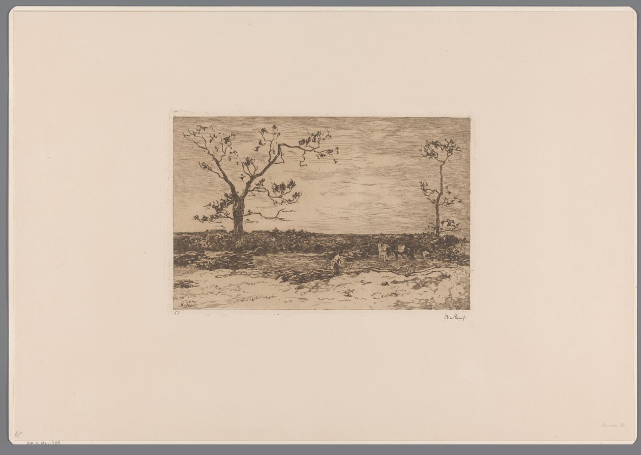Táj csupasz fákkal és favágókkal Darabfa betöltése (eredeti cím) alkotó: Willem de Zwart (signed by artist)