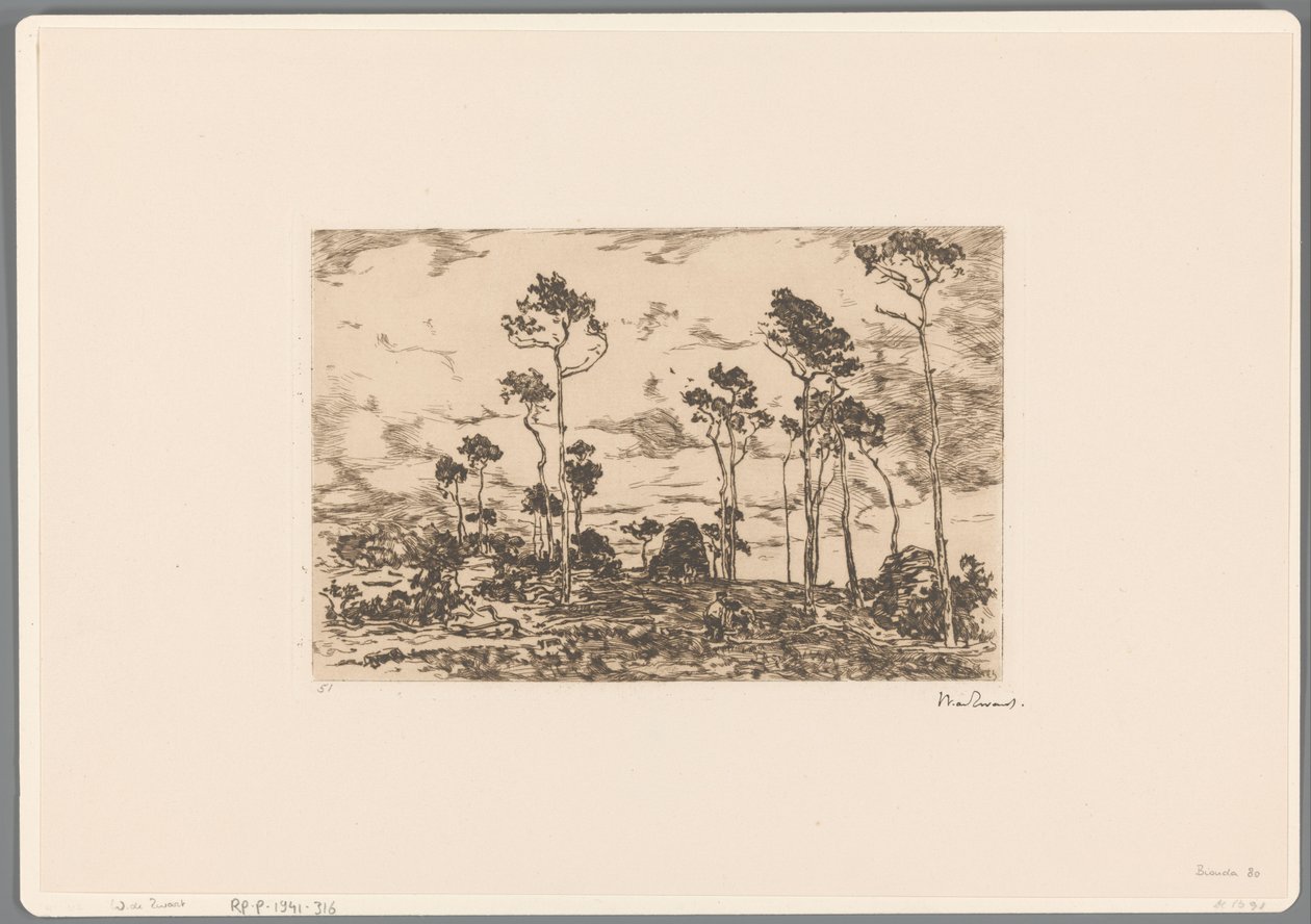 Táj csupasz fákkal és favágókkal Fatelep betöltése (eredeti cím) alkotó: Willem de Zwart (signed by artist)