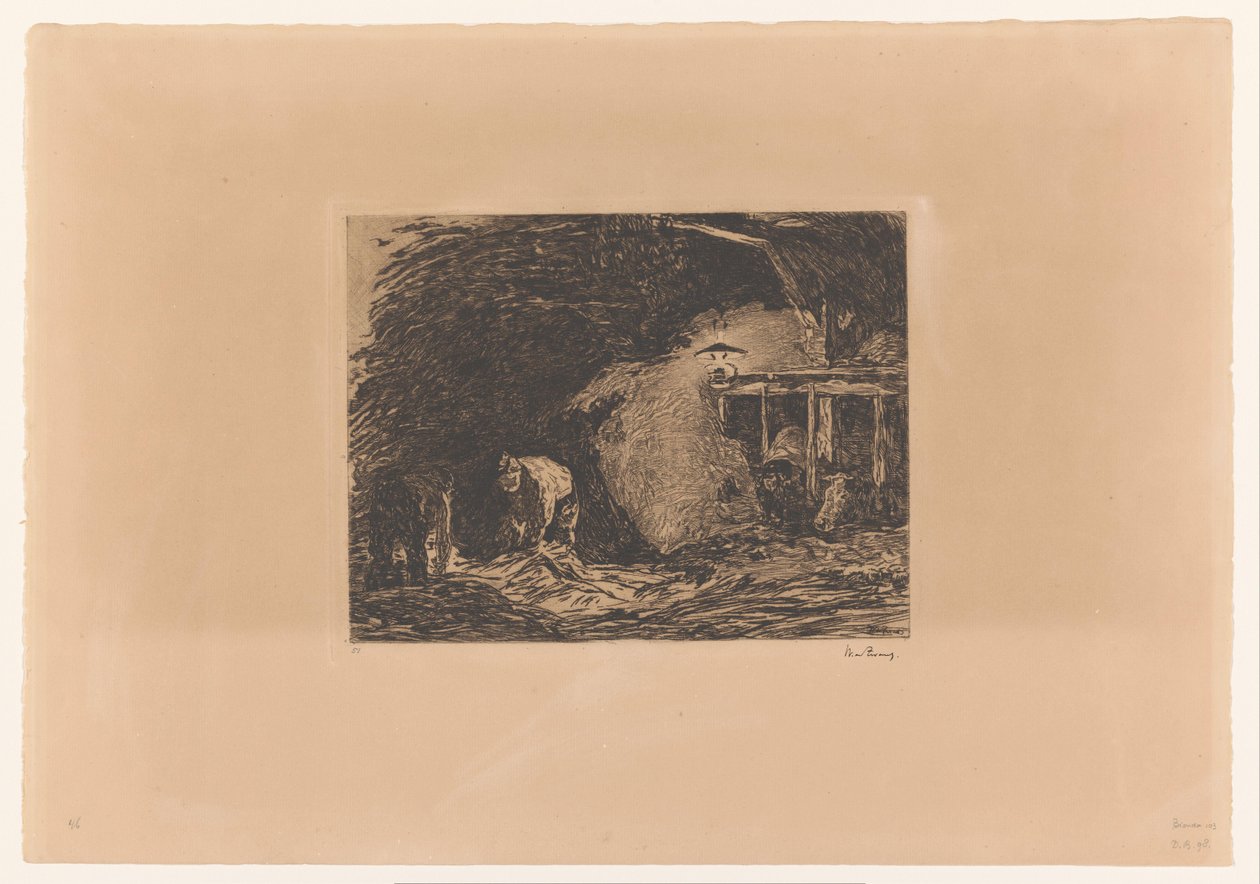 Stabil belső tér lámpafénynél alkotó: Willem de Zwart (signed by artist)