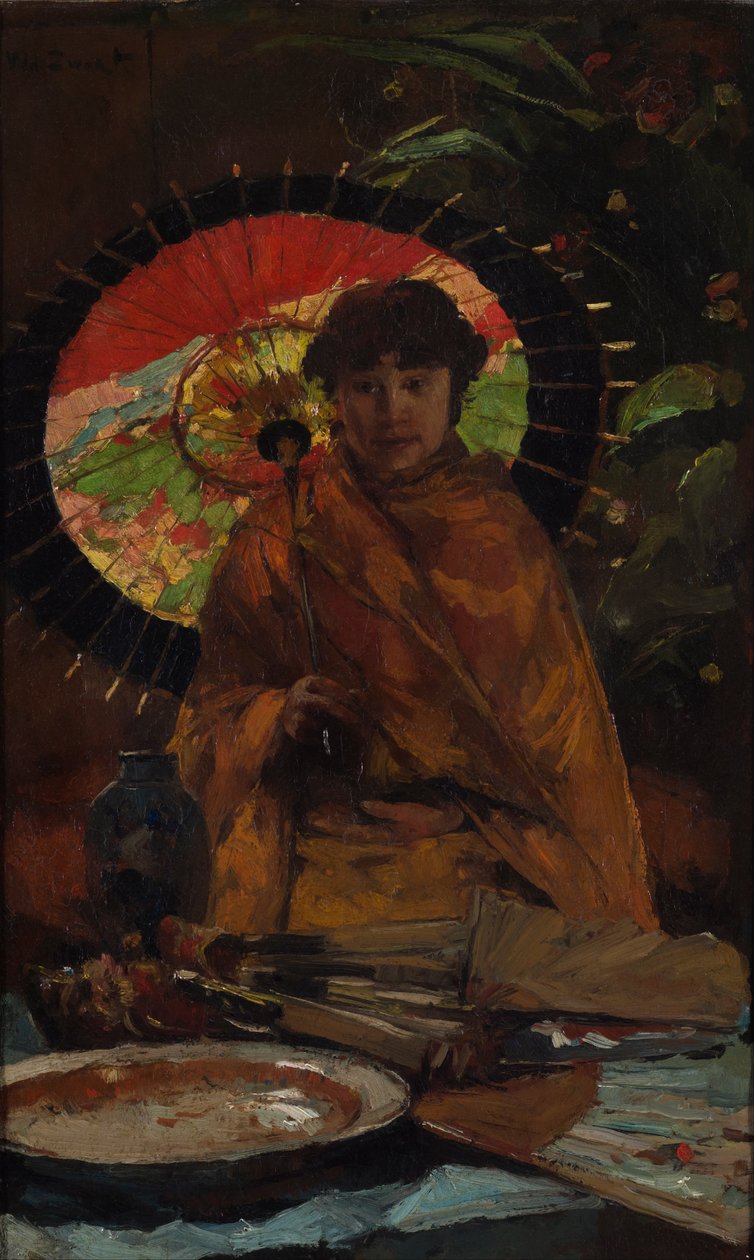 Lány japán napernyős, 1899 körül alkotó: Willem de Zwart