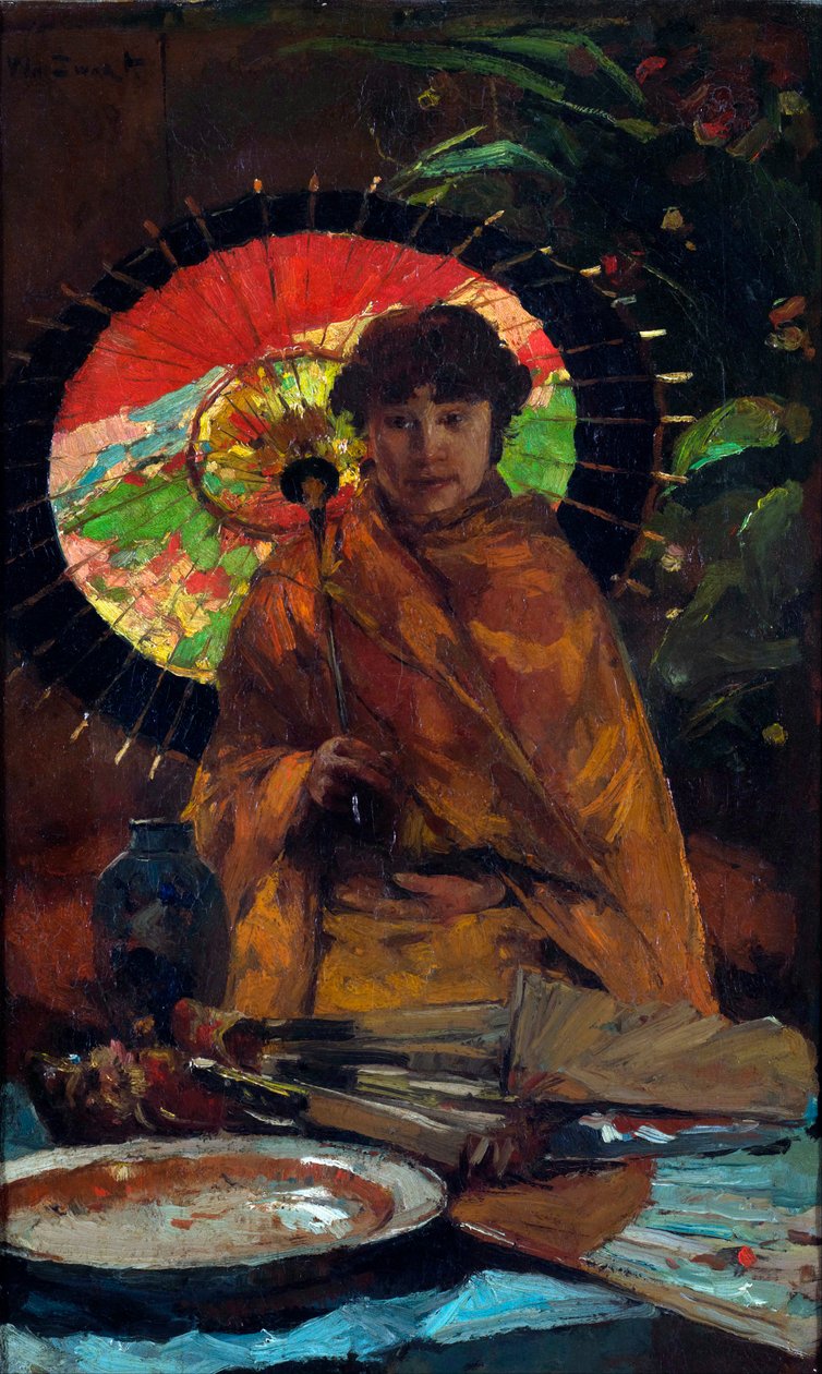 ""Fiatal lány japán napernyővel" (Lány japán napernyővel) Willem de Zwart (862-1931) festménye - kb 1899 - Olaj, vászon Mérete 82,5x51 cm Gemeentemuseum Den Haag alkotó: Willem de Zwart