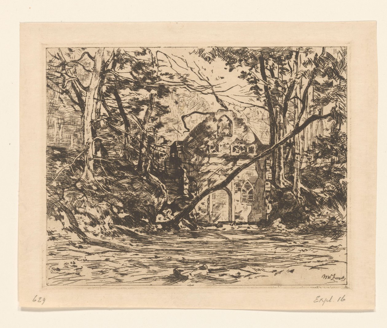 Rom az erdőben Rom kicsavart fával (Lage Vuursche) (eredeti cím) alkotó: Willem de Zwart