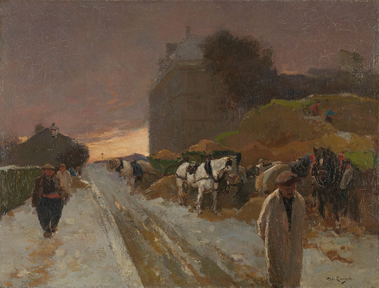 Utca Montmartre-ban, Párizsban, télen alkotó: Willem de Zwart