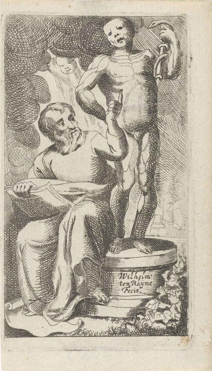 Illusztráció a „Meditationes in magni Hippocratis” című könyv címlapjához alkotó: Willem ten Rhijne