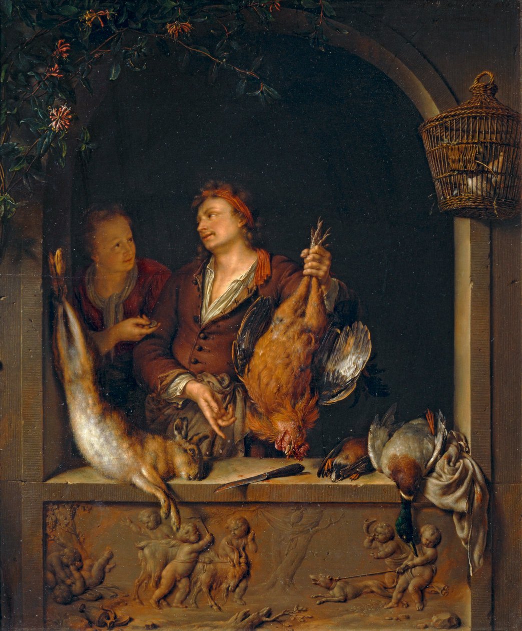 Le Marchand de gibier, más néven Le Rôtisseur ... alkotó: Willem van (after) Mieris
