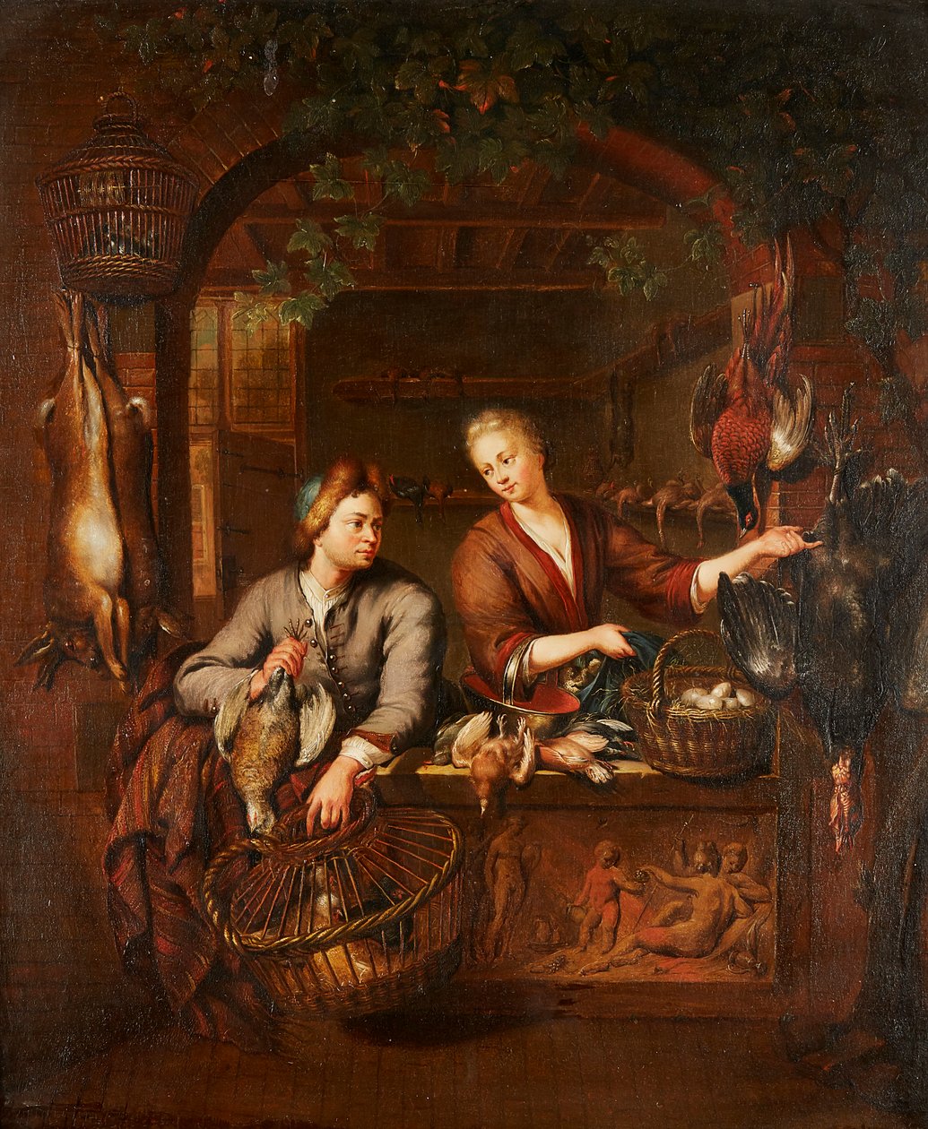 A játékszámláló (olaj a panelen) alkotó: Willem van (after) Mieris