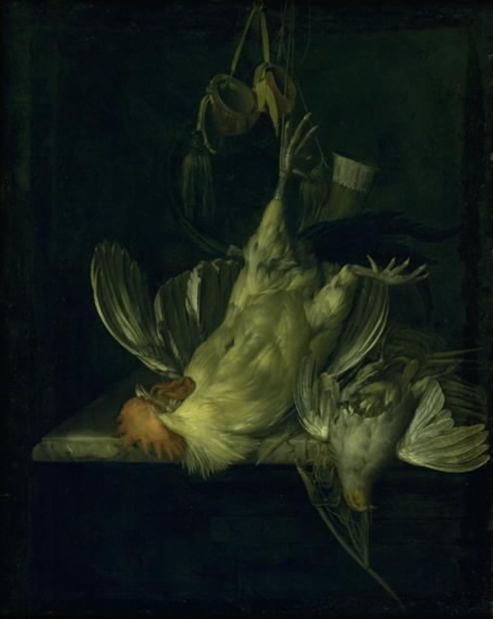 Egy halott fehér kakas alkotó: Willem van Aelst