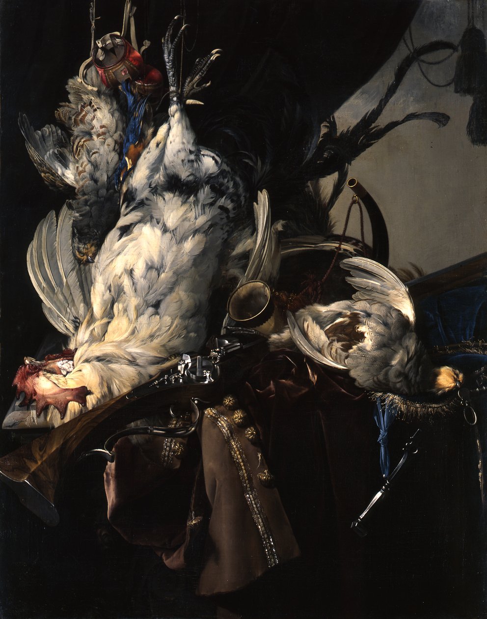 Német: Stilleben mit gelegten Vögeln und Jagdgeräten Csendélet vaddal és vadászfelszereléssel alkotó: Willem van Aelst