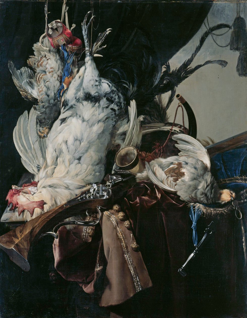 Német: Stilleben mit gelegten Vögeln und Jagdgeräten Csendélet vaddal és vadászfelszereléssel alkotó: Willem van Aelst