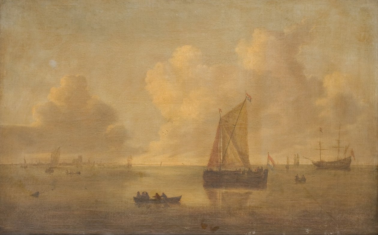 Tengeri táj egy város a háttérben alkotó: Willem van Diest