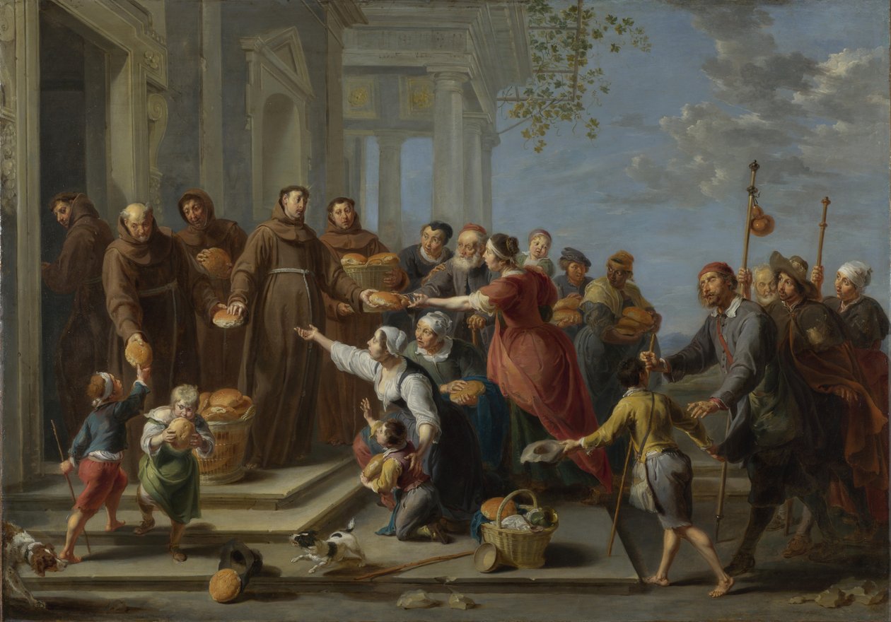 Páduai Szent Antal kenyeret oszt, 1662 körül alkotó: Willem van Herp the Elder