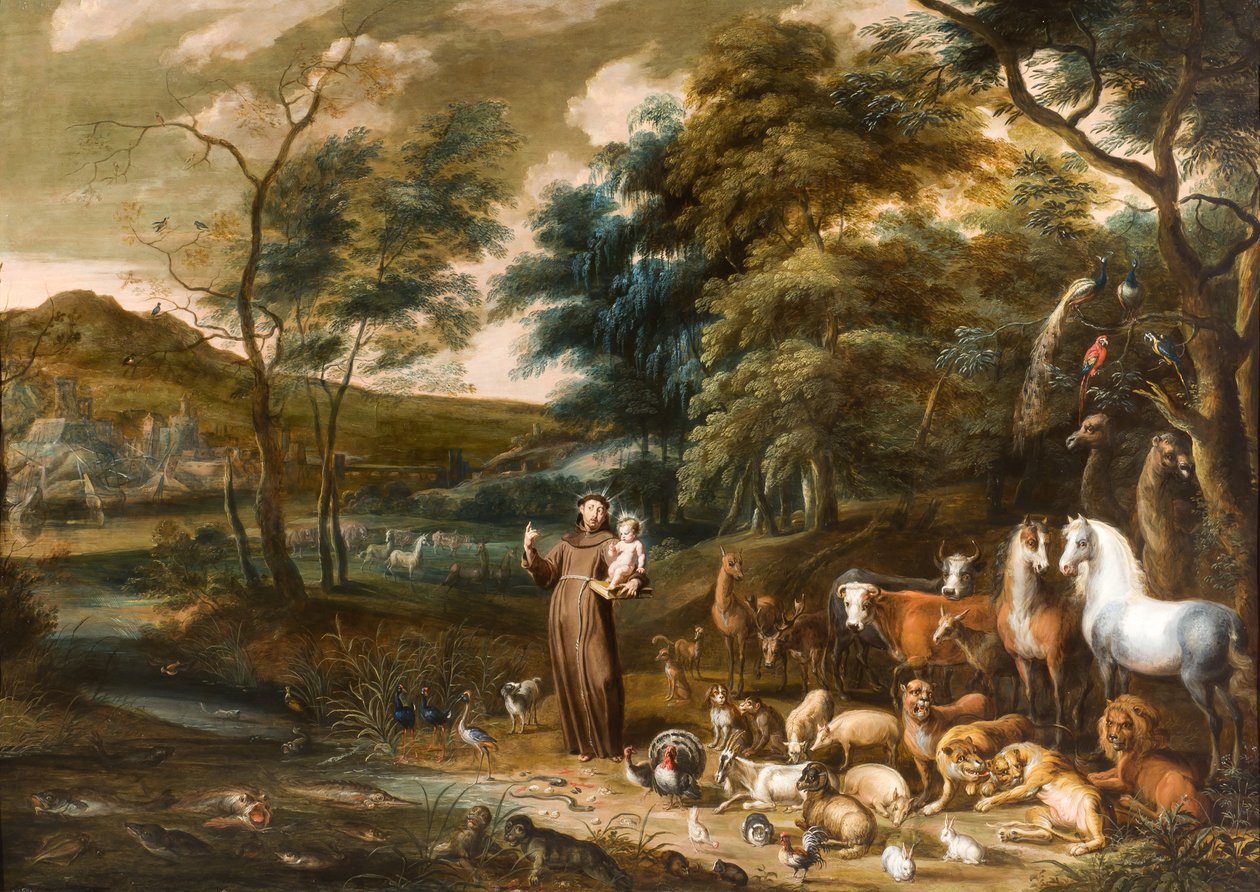 Szent Ferenc az állatokkal (olaj, réz) alkotó: Willem van, I and Hondt, Lambert de, I Herp
