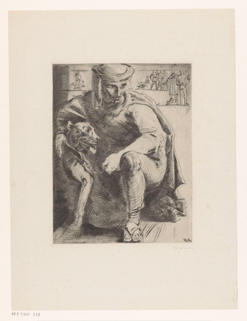 vadász kutyával alkotó: Willem van Konijnenburg (signed by artist)