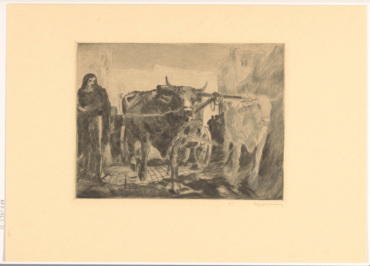 Két ökör egy kocsira Ökör kocsi (eredeti cím) alkotó: Willem van Konijnenburg (signed by artist)