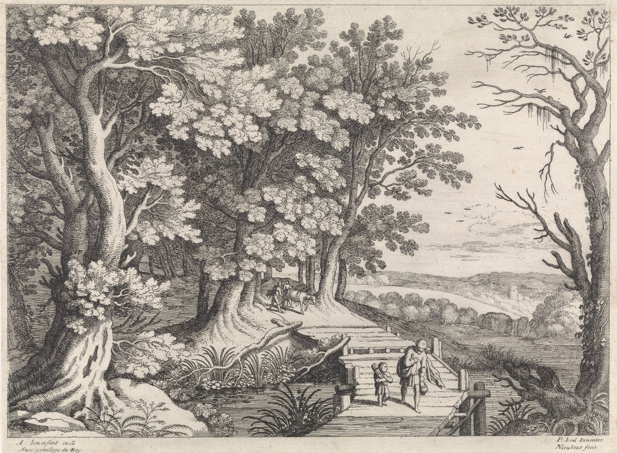 Táj Ábrahámmal és Izsákkal Olasz tájak (sorozat címe) alkotó: Willem van Nieulandt (II)