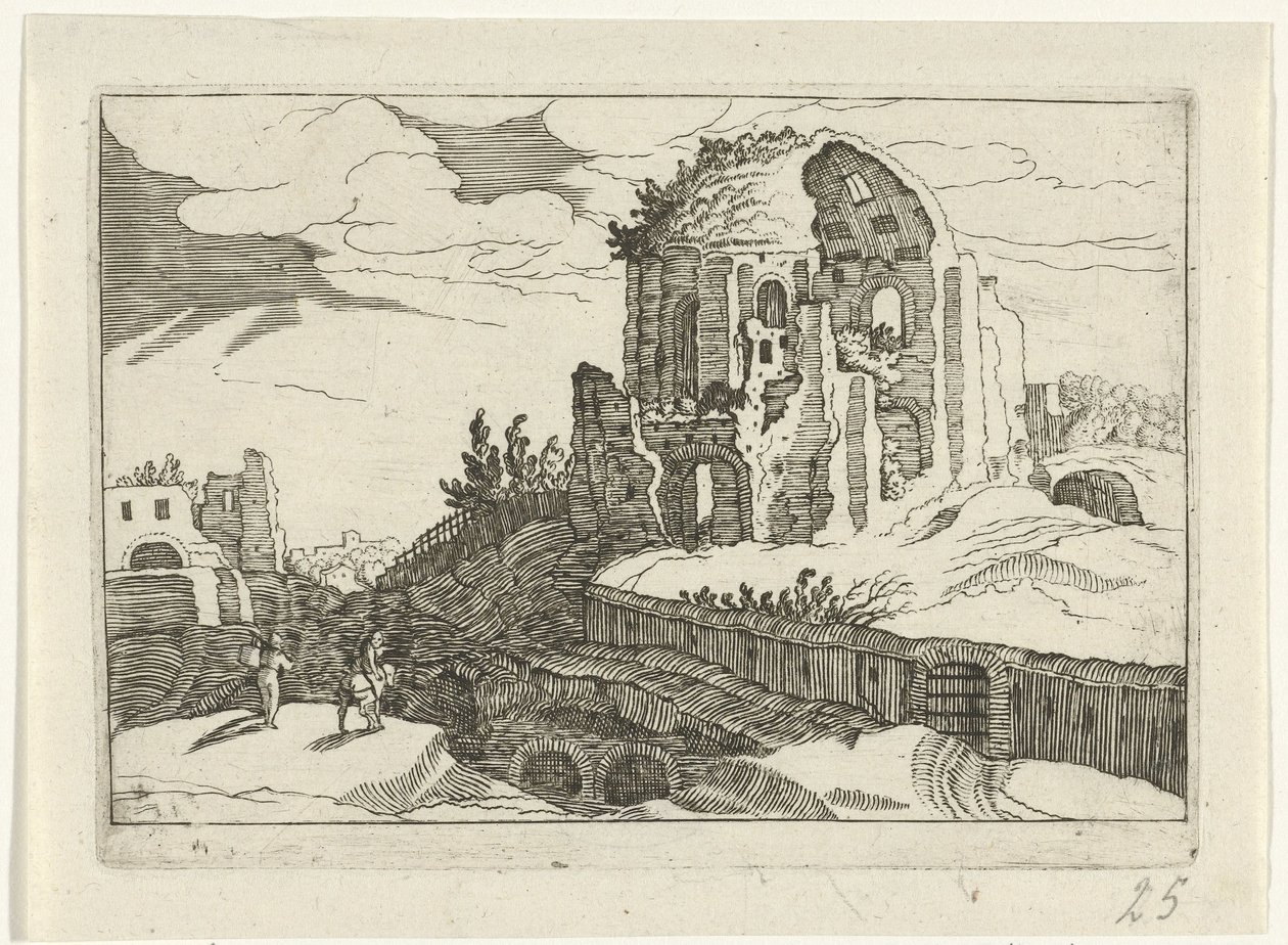 Nymphaeum Rómában Romeinse ruïnes (2. sorozat) (sorozat címe) alkotó: Willem van Nieulandt (II)