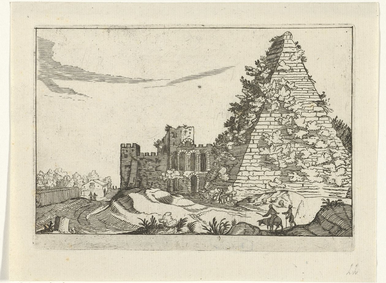 Piramide van Gaius Cestius Római romok (2. sorozat) (sorozat címe) alkotó: Willem van Nieulandt (II)
