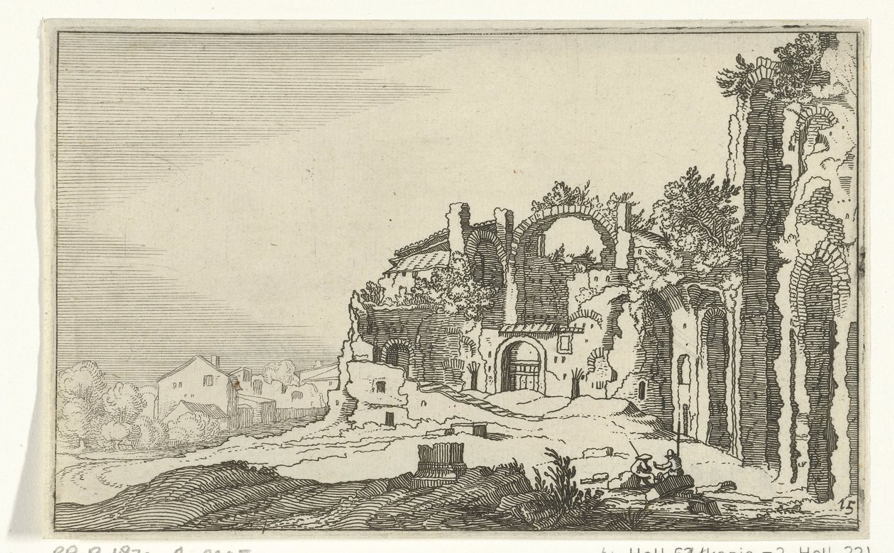 Diocletianus fürdői Római romok és tengerparti tájak (1. sorozat) (sorozat címe) alkotó: Willem van Nieulandt (II)