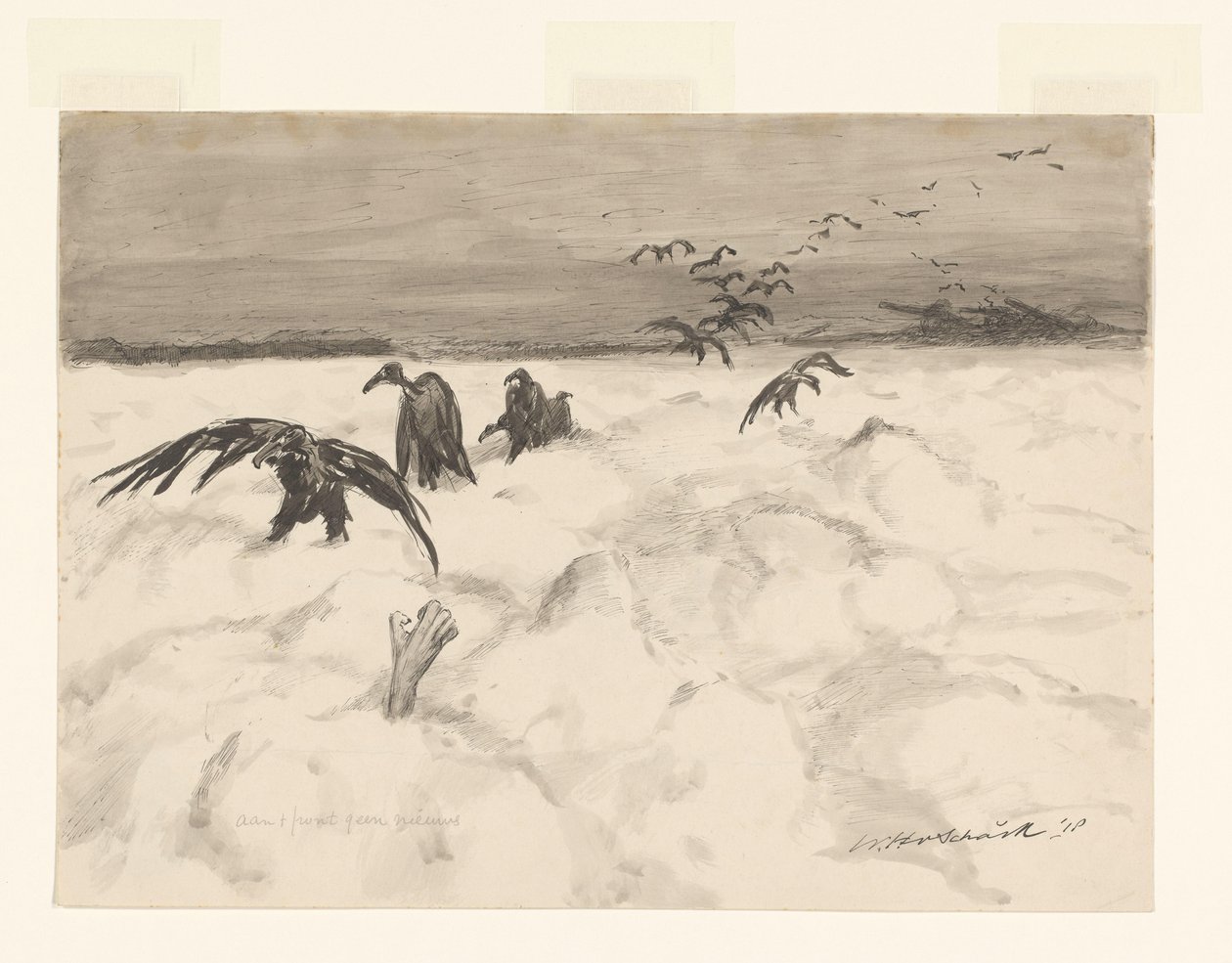 Nincs hír az elején (eredeti cím az objektumon) alkotó: Willem van Schaik (signed by artist)