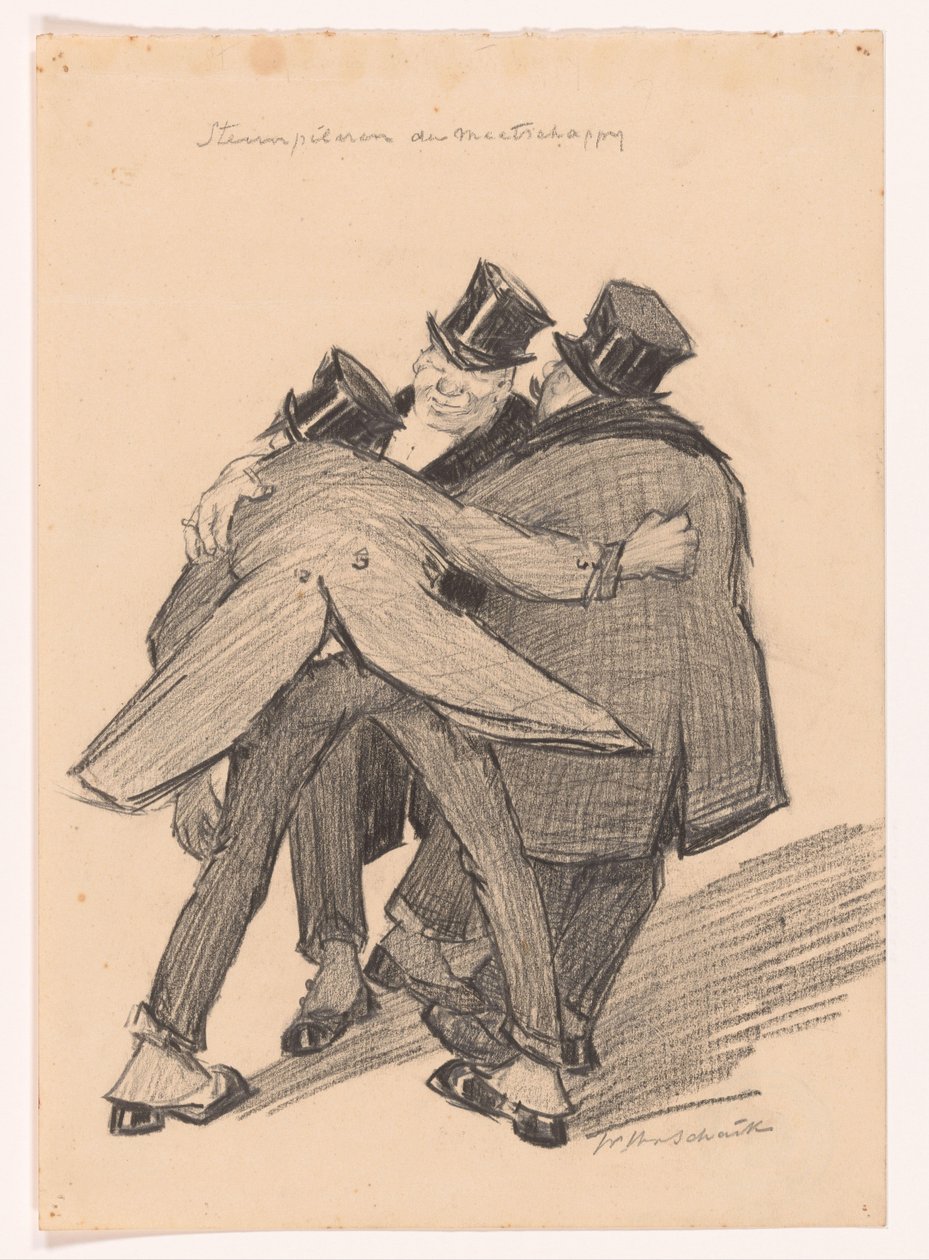 A társadalom pillérei (eredeti cím a tárgyon) alkotó: Willem van Schaik (signed by artist)