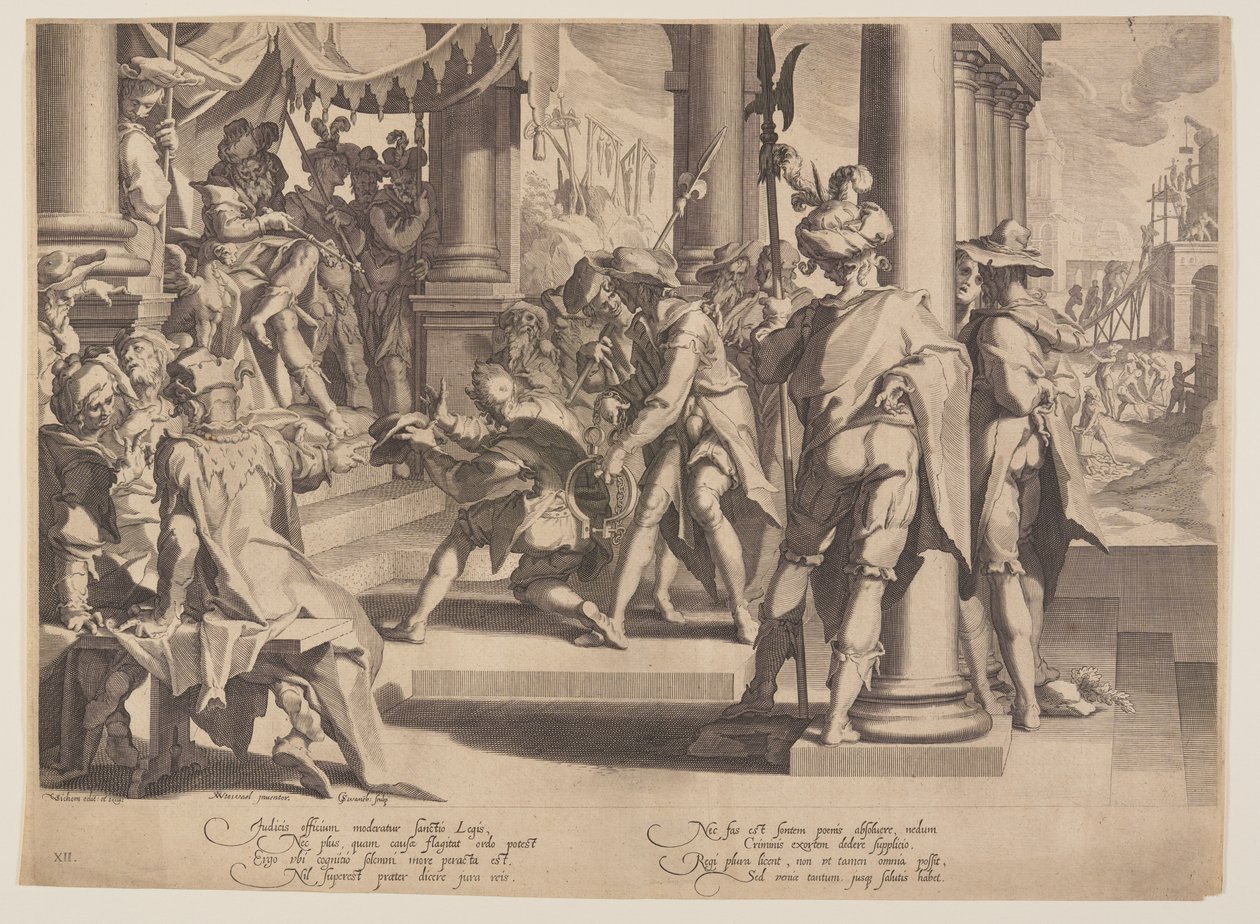 Az igazságosság allegóriája, A jog szentsége, 12. tábla Az igazságosság trónjaiból (Thronus Iustitiae) alkotó: Willem van Swanenburgh