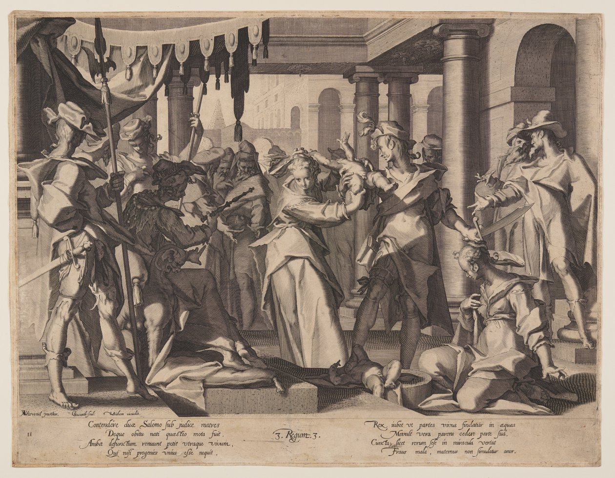 Salamon ítélete, 2. tábla az Igazságosság trónjai (Thronus Iustitiae) című kötetből. alkotó: Willem van Swanenburgh