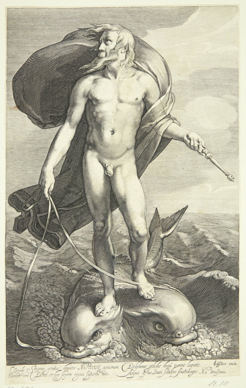A Neptunusz két delfinen lovagol alkotó: Willem van Swanenburgh