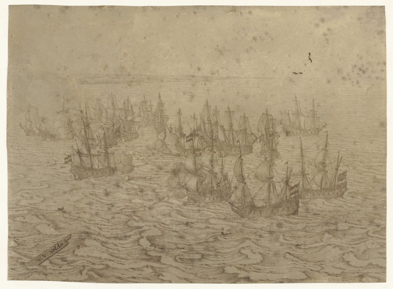 Tengerészeti csata a partoknál alkotó: Willem van de Velde (I) (possibly)