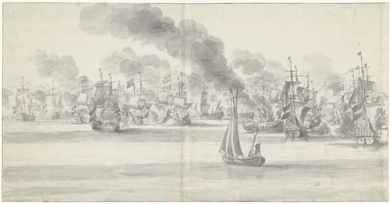 A katwijki csata (bal oldal), 1653 alkotó: Willem van de Velde (I)