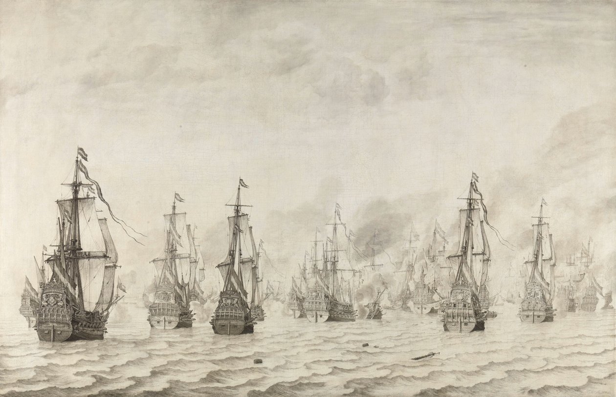 A dunkerque-i csata A spanyolok elleni haditengerészeti csata Dunkerque mellett, 1639. február 18 alkotó: Willem van de Velde (I)