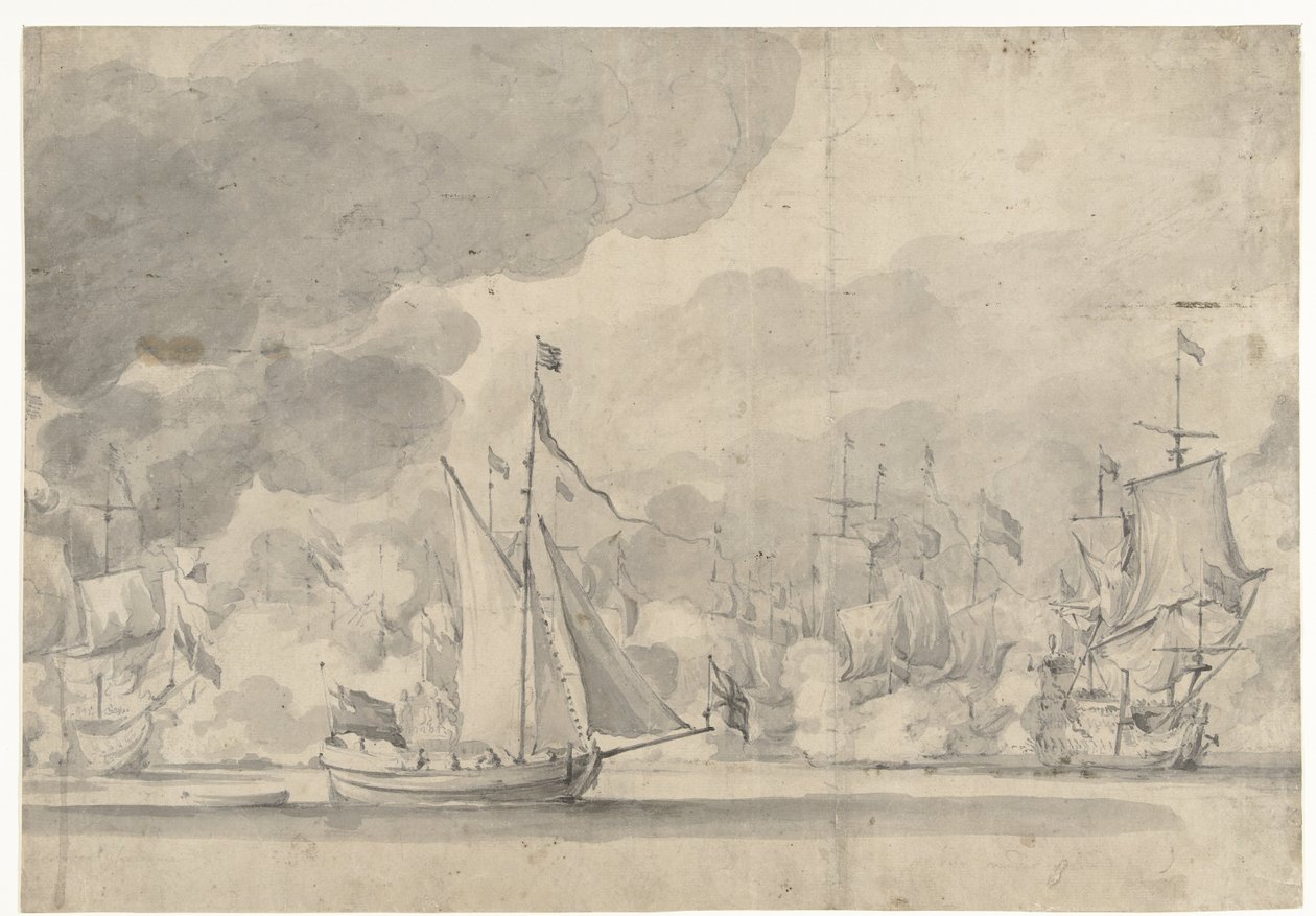 Lowestofti csata 1665. június 13-án alkotó: Willem van de Velde (I)