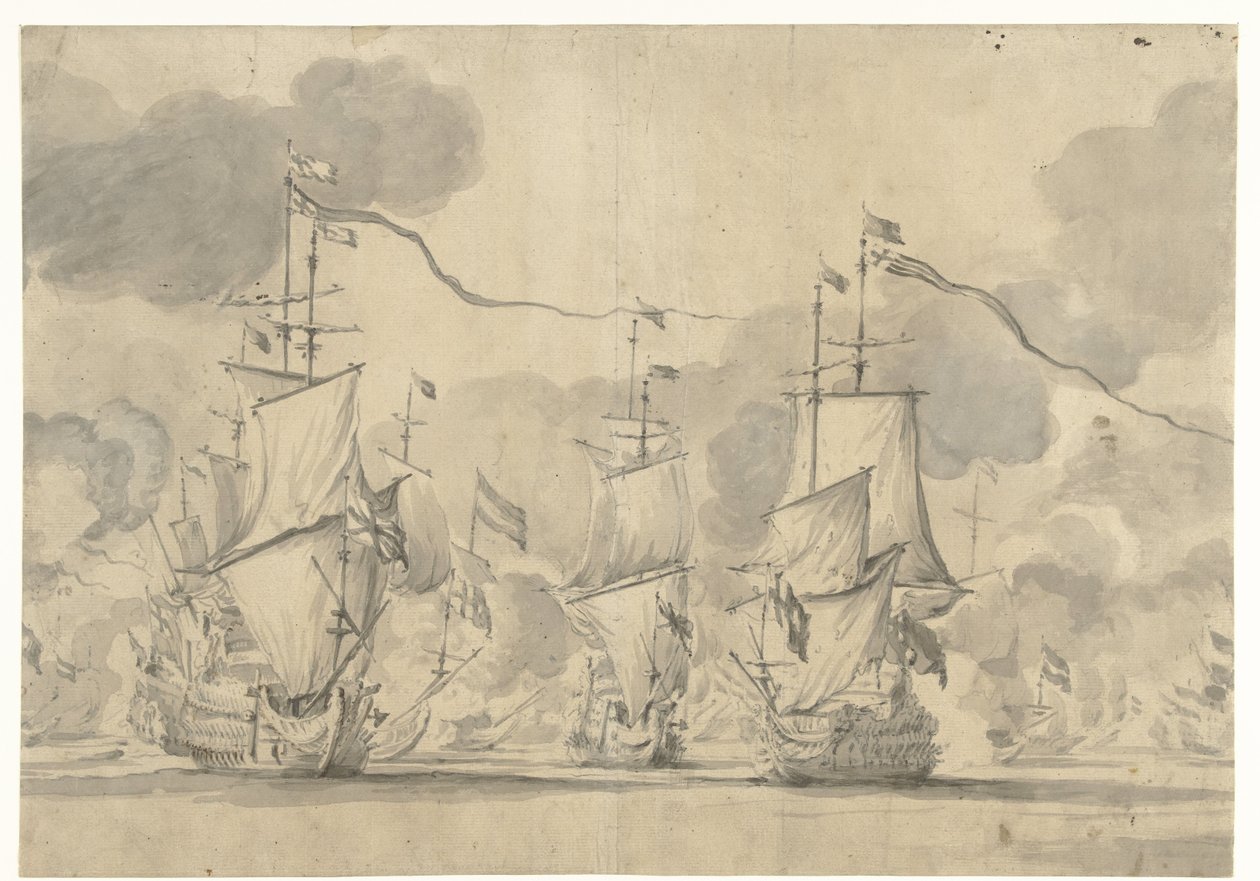Lowestofti csata 1665. június 13-án alkotó: Willem van de Velde (I)