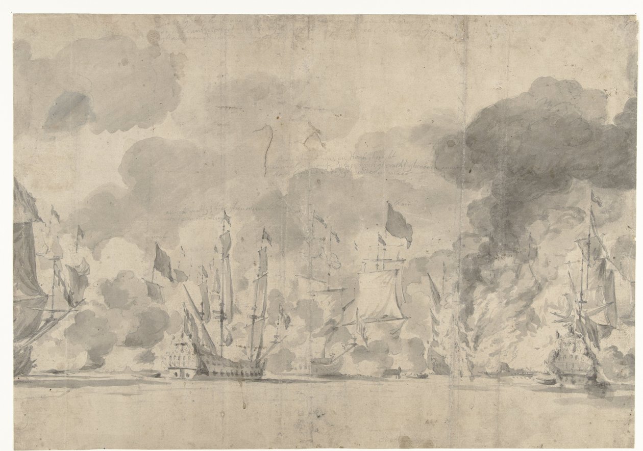 Lowestofti csata 1665. június 13-án alkotó: Willem van de Velde (I)