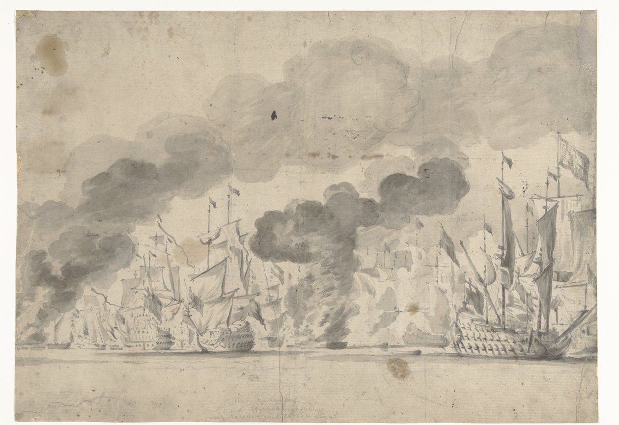 Lowestofti csata 1665. június 13-án alkotó: Willem van de Velde (I)