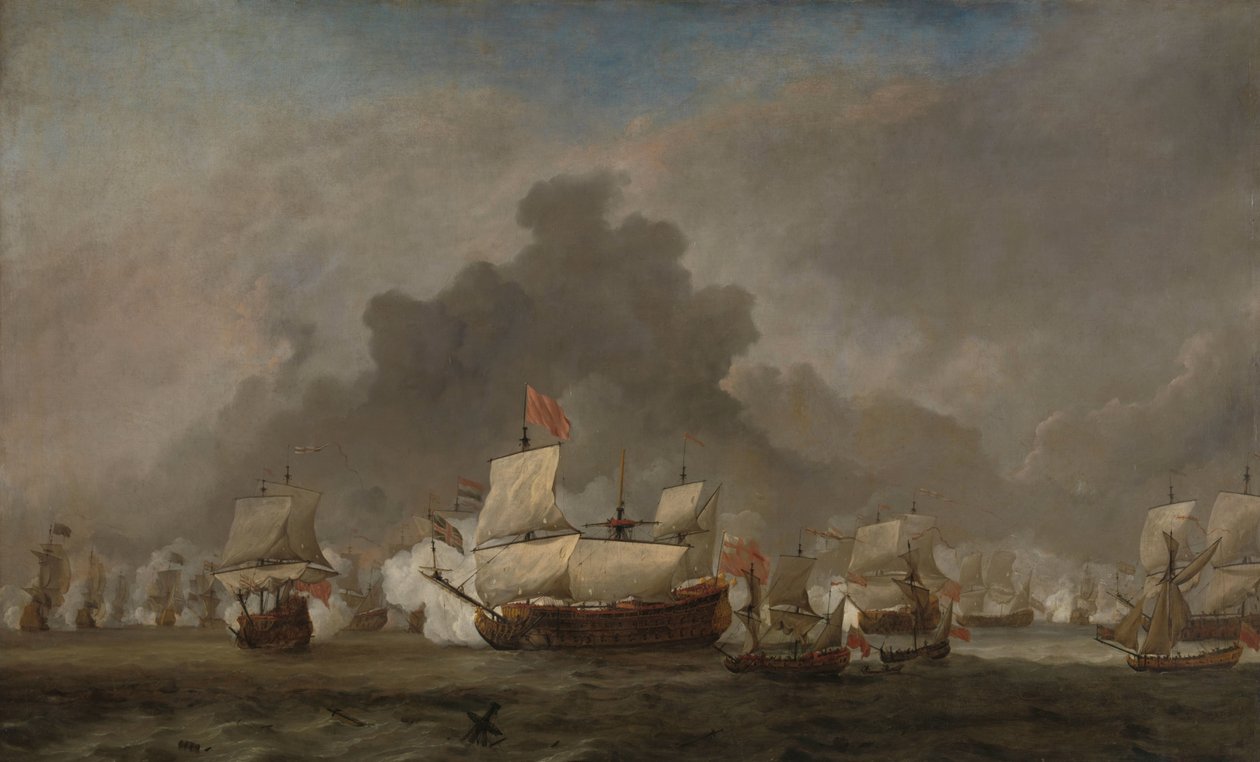 Tengerészeti csata Michiel Adriaensz de Ruyter és York hercege között a királyi hercegen a Solebay-i csata során, 1672. június 7.: epizód a harmadik angol-holland háborúból alkotó: Willem van de Velde (II)