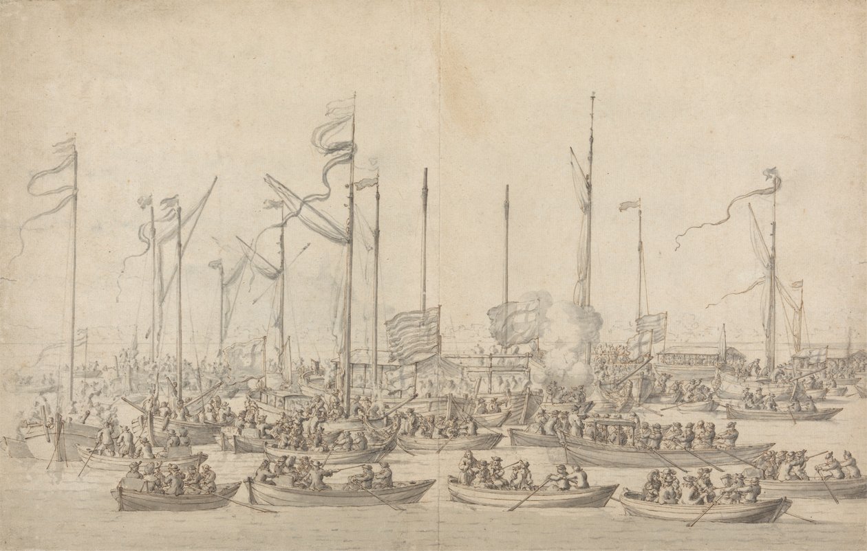 Ünnep a Temzén, Whitehall közelében alkotó: Willem van de Velde the Elder